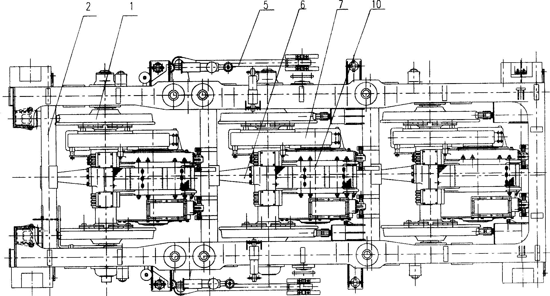 Tractive motor hanging method and bogie for three-axial locomotive