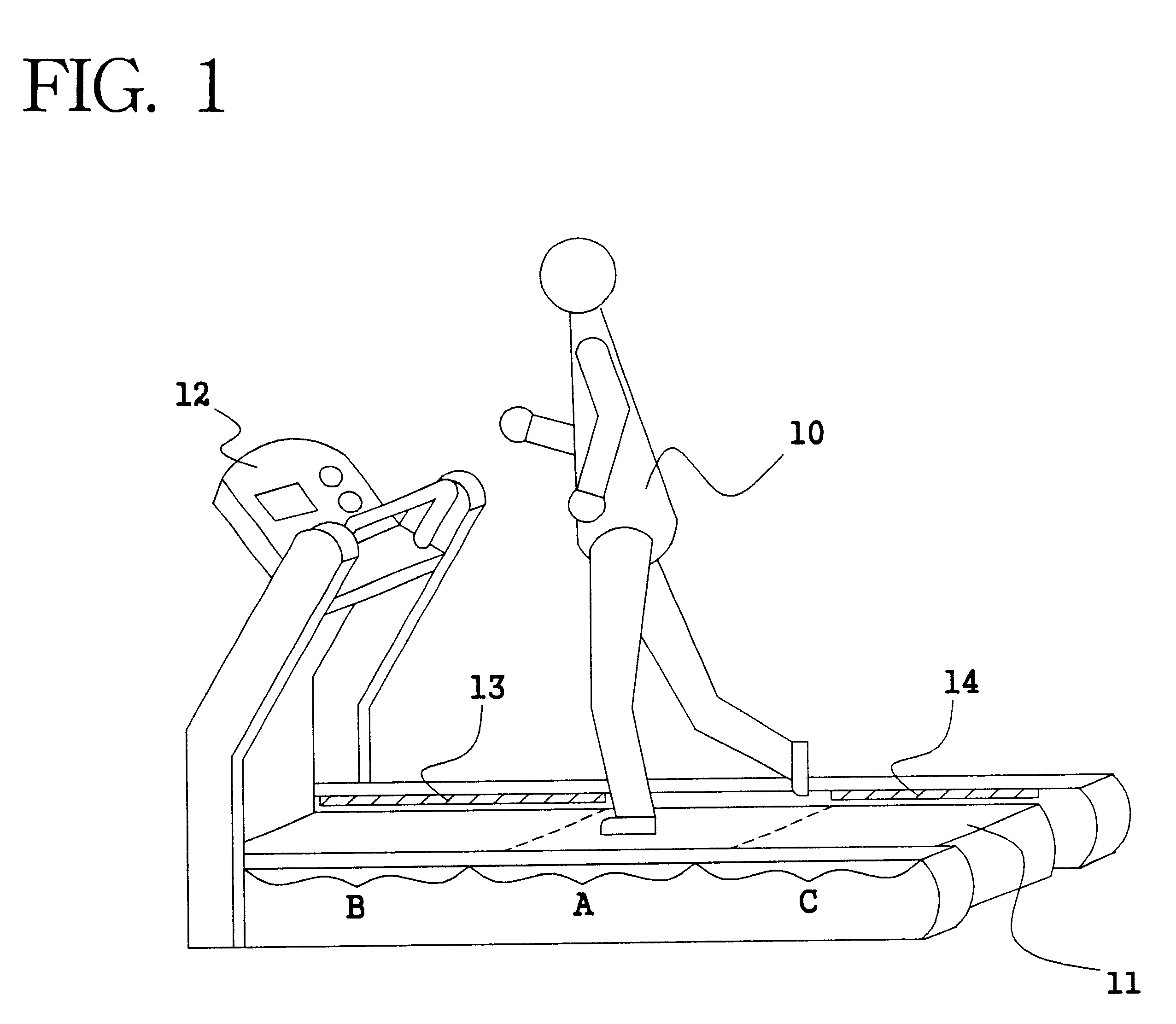 Treadmill having a walking belt whose running speed is automatically adjusted