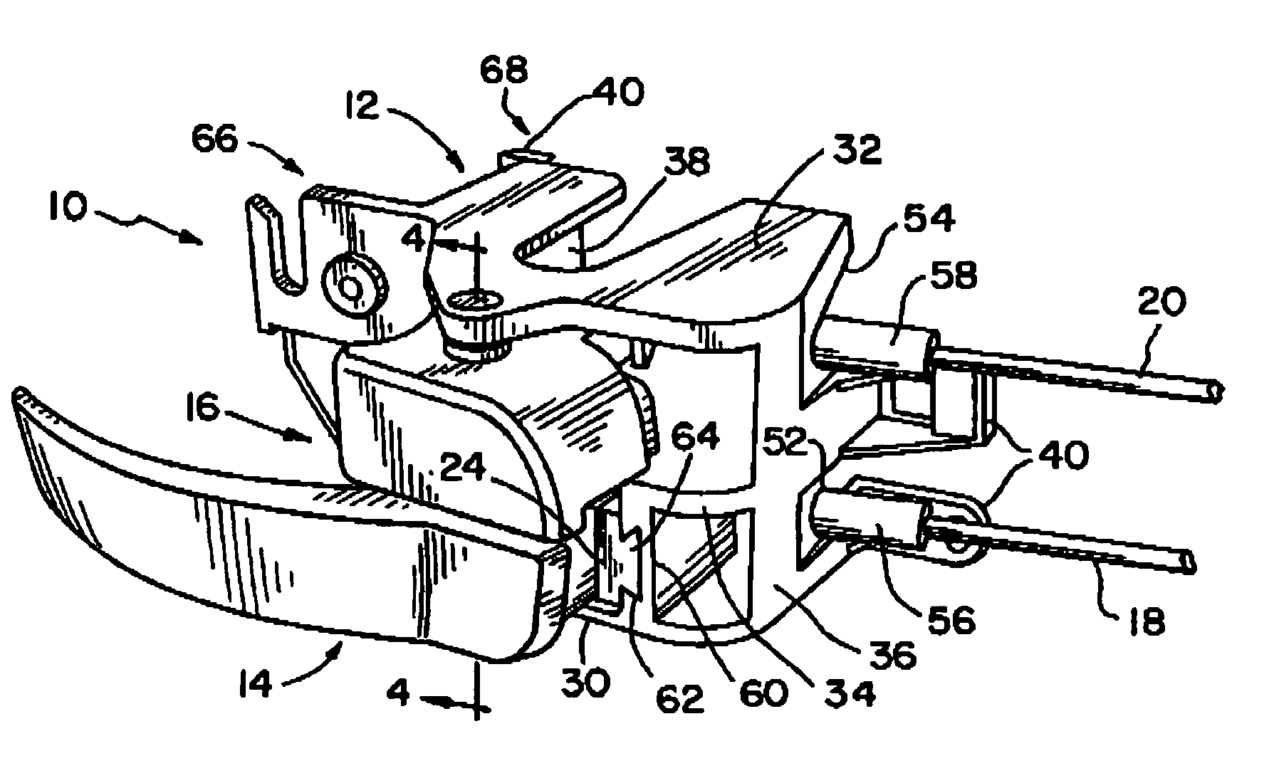 Pinless inside door handle assembly