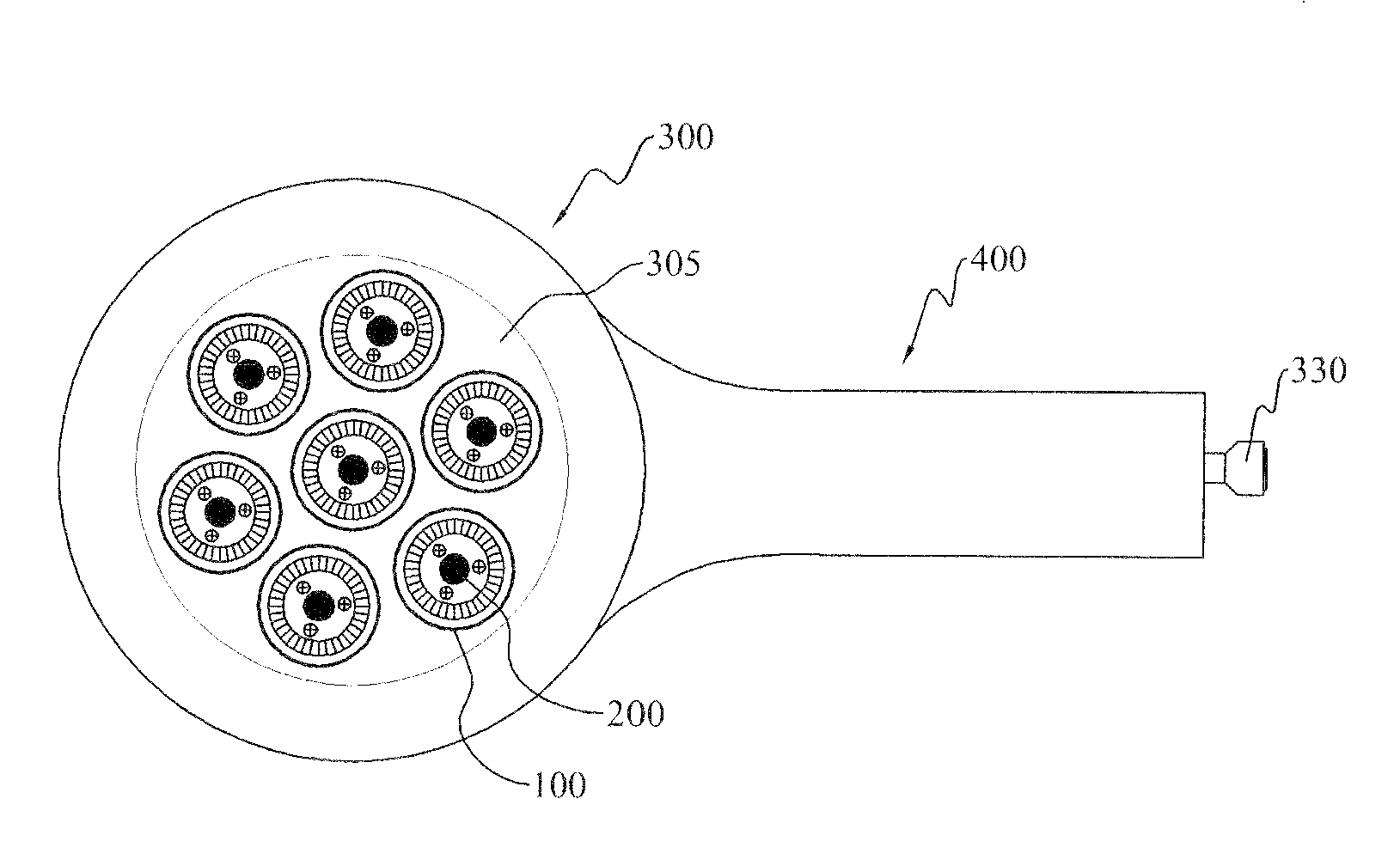 Portable physis-stimulating device for promoting growth with two-phase ultrasonic vibration generators and led elements