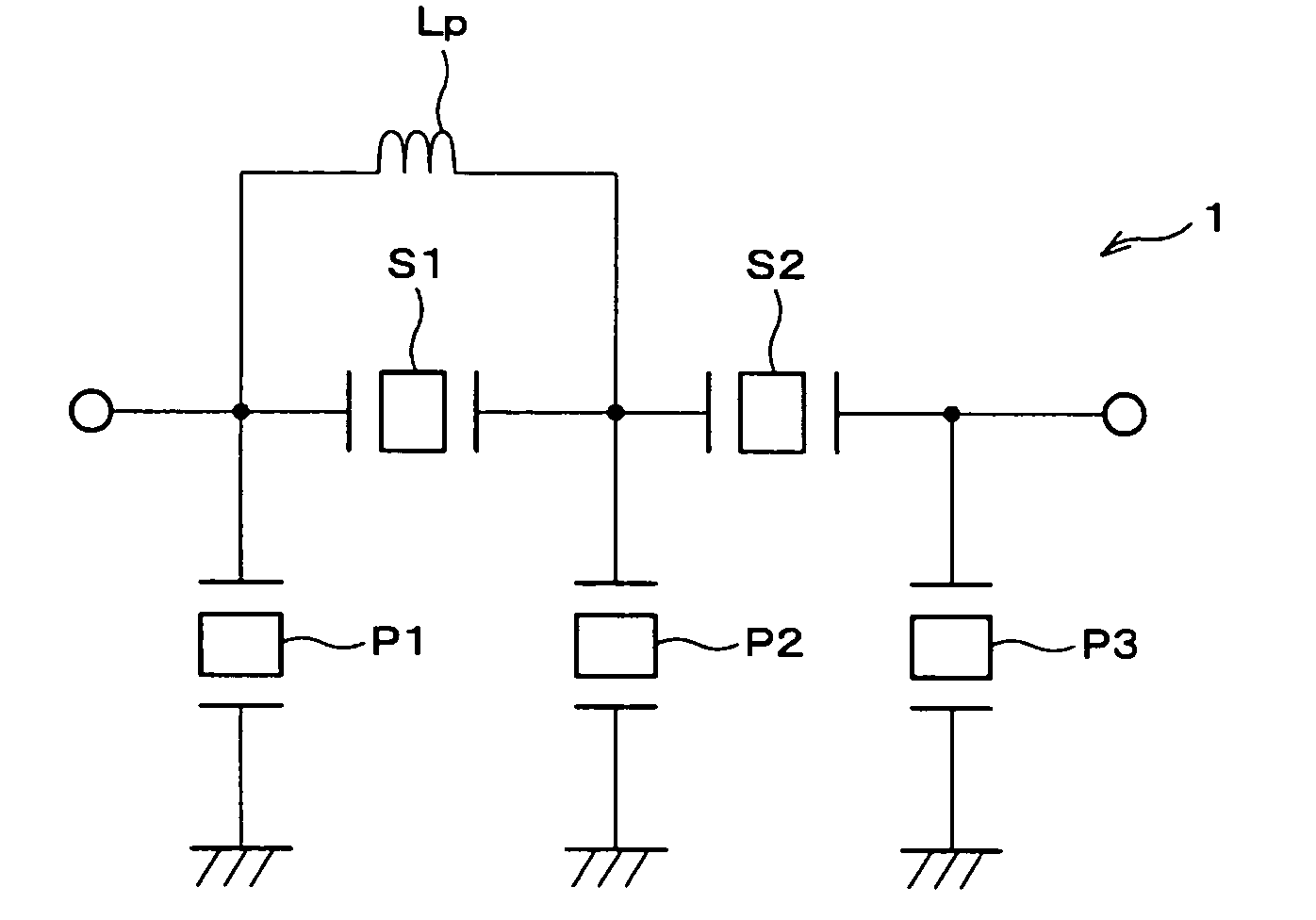 Ladder filter, branching filter, and communication apparatus