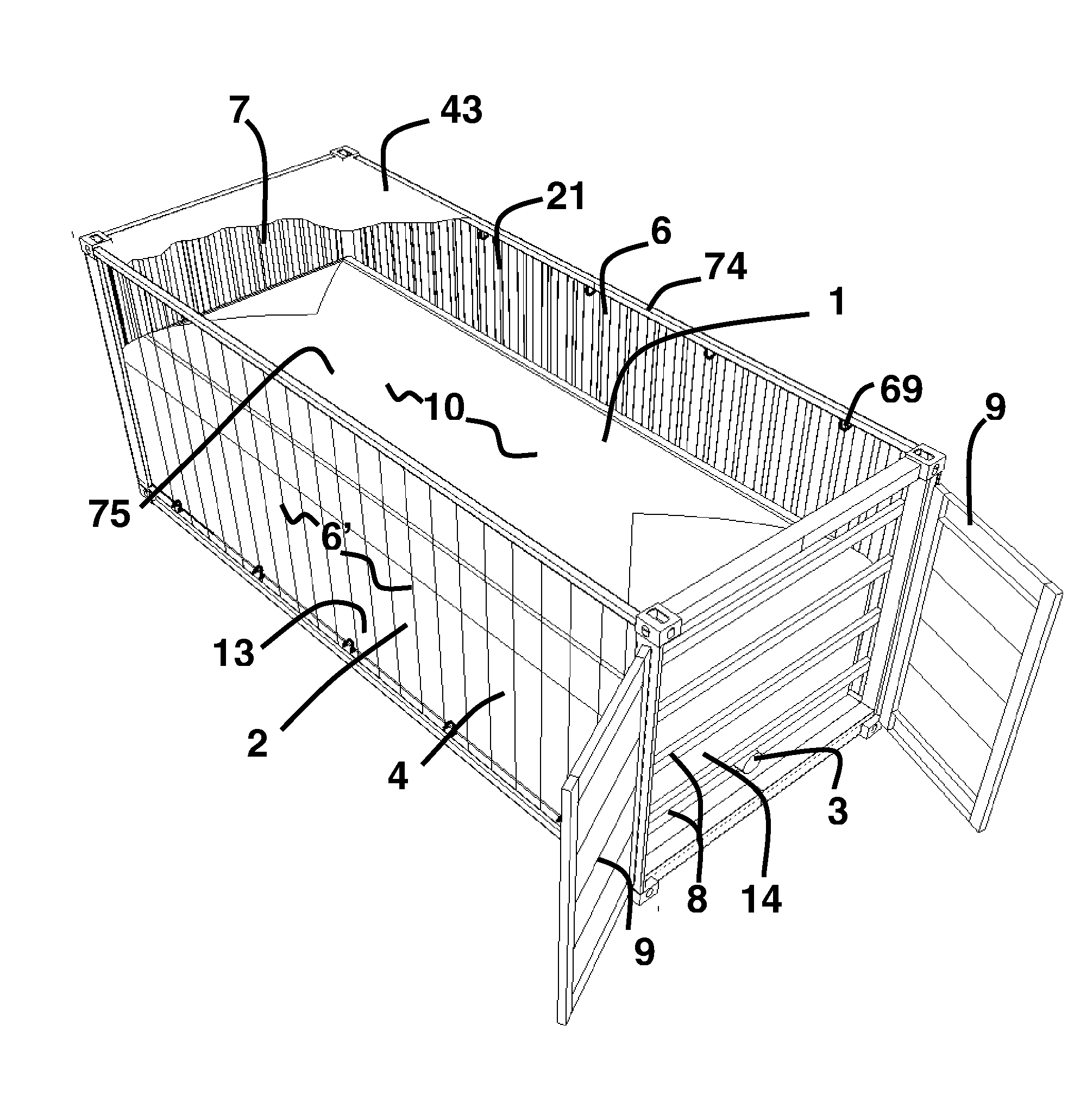 Flexible tank for fluid containerisation