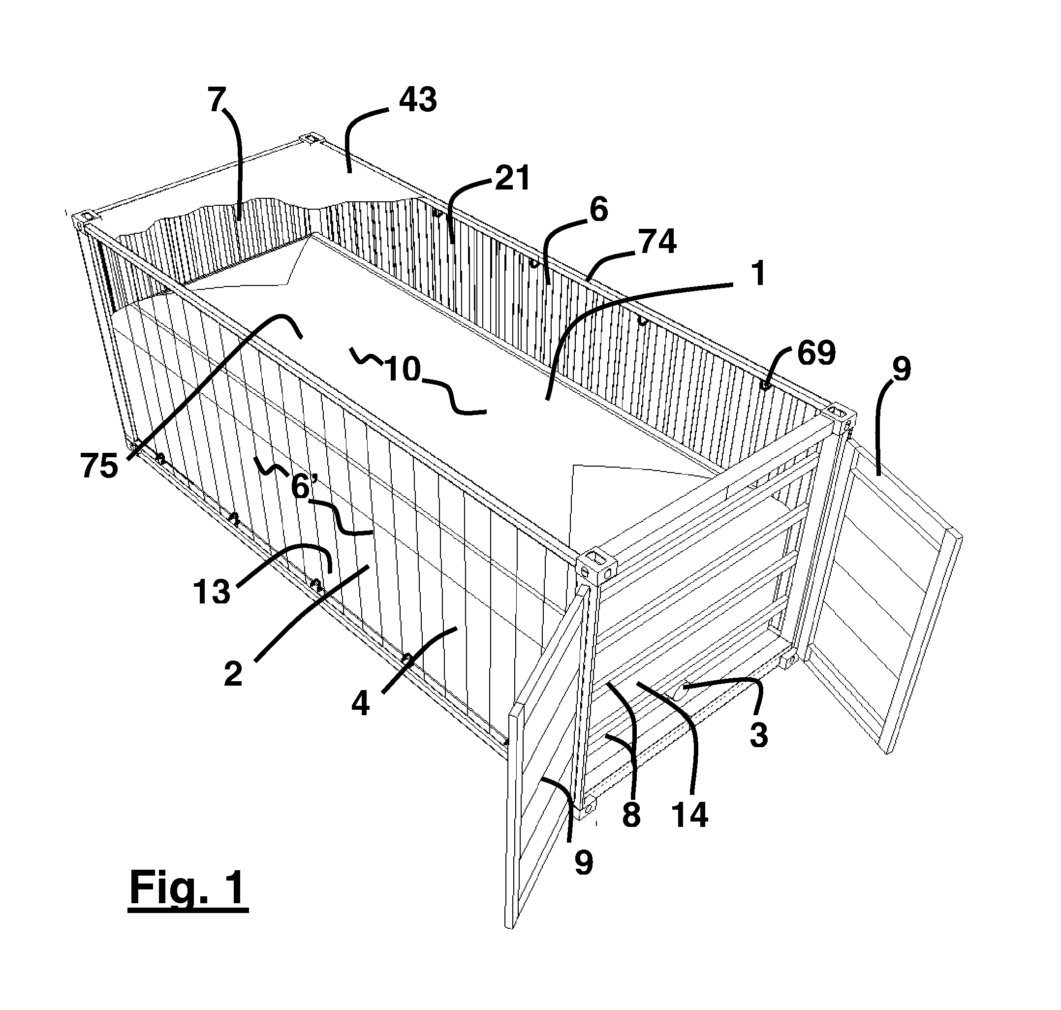 Flexible tank for fluid containerisation