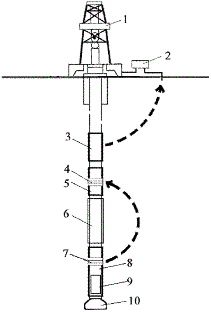 Short distance transmission system for wireless electromagnetic wave signals of downhole near bit and short distance transmission method