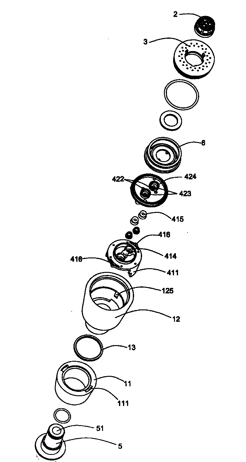 Rotation-switched kitchen shower head