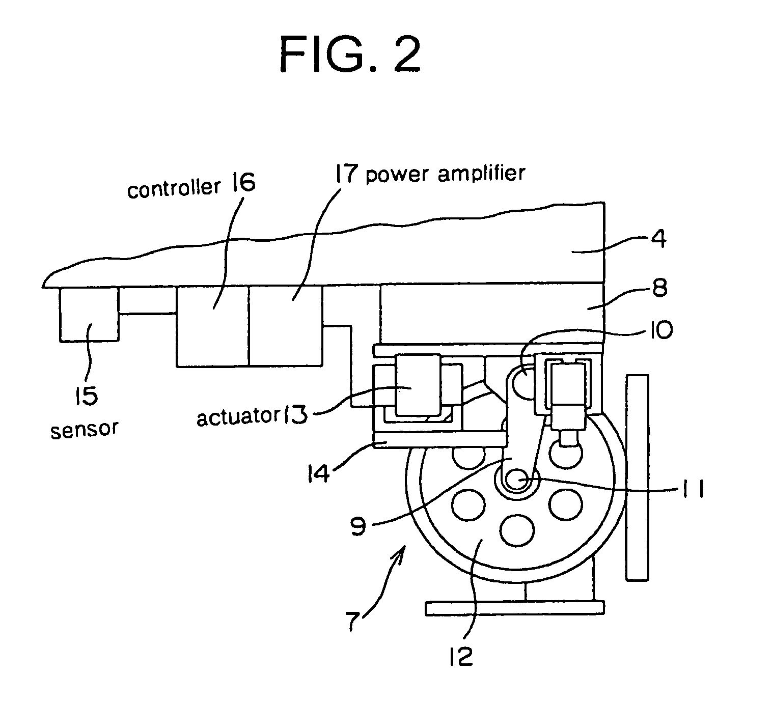 Active horizontal vibration reducing device for elevator