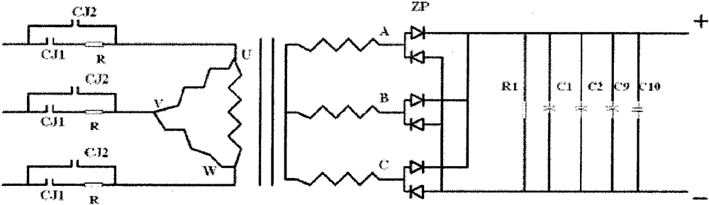 Auxiliary power supply circuit structure for high-voltage high-power motor performance test