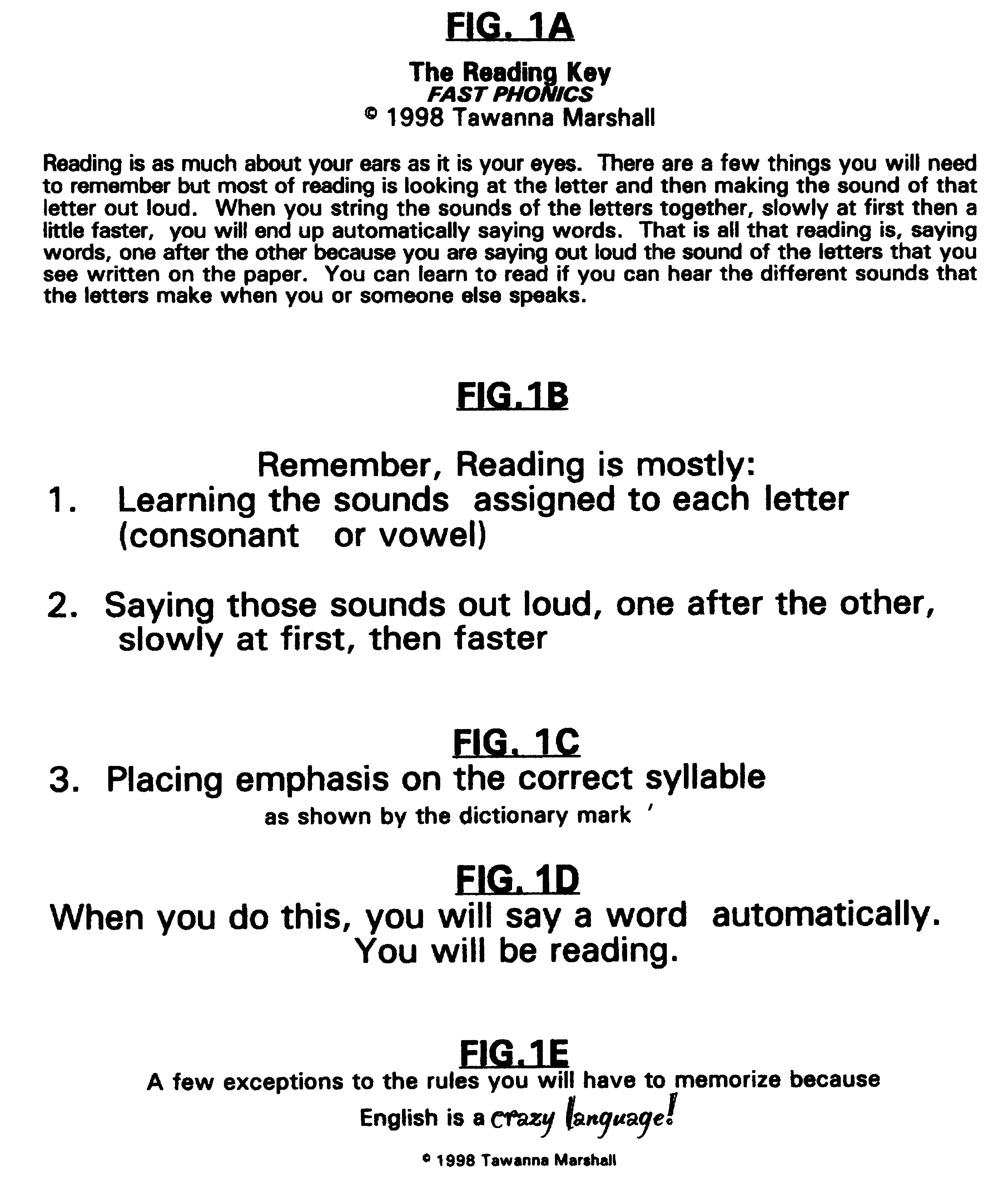 Method and materials for teaching the phonetic code and repairing self esteem