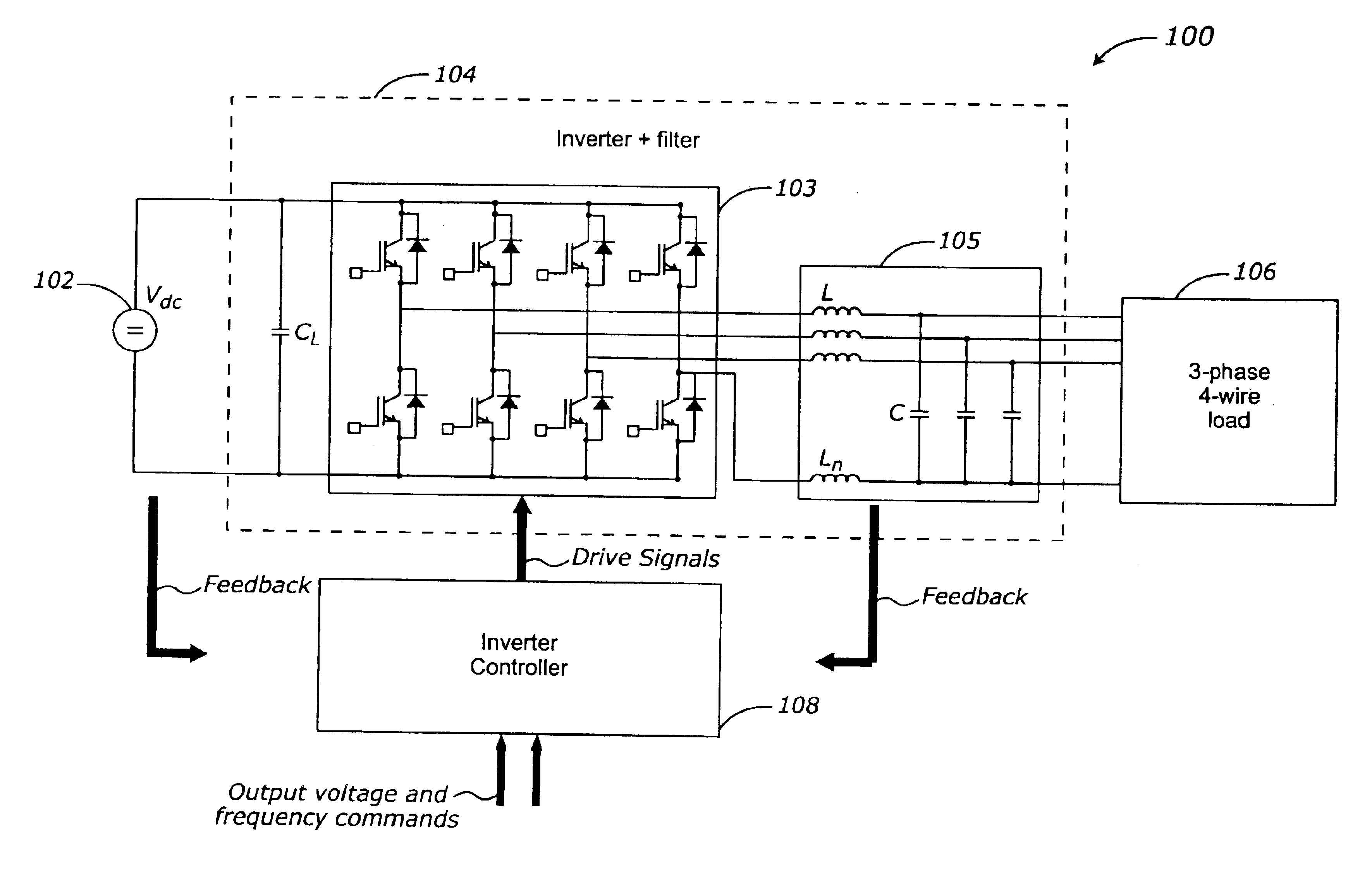 Method and apparatus for controlling a stand-alone 4-leg voltage source inverter