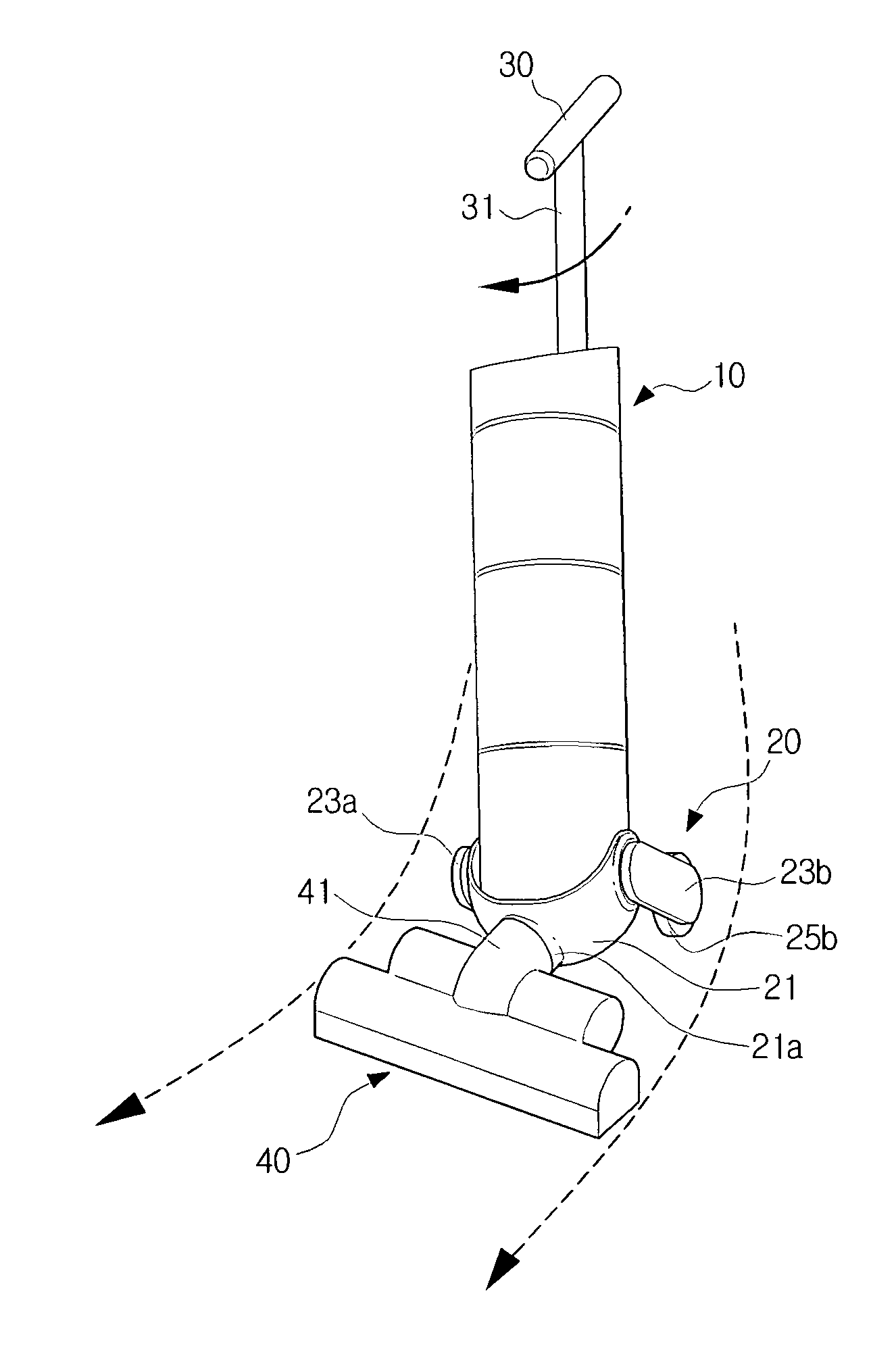 Upright vacuum cleaner having steering unit