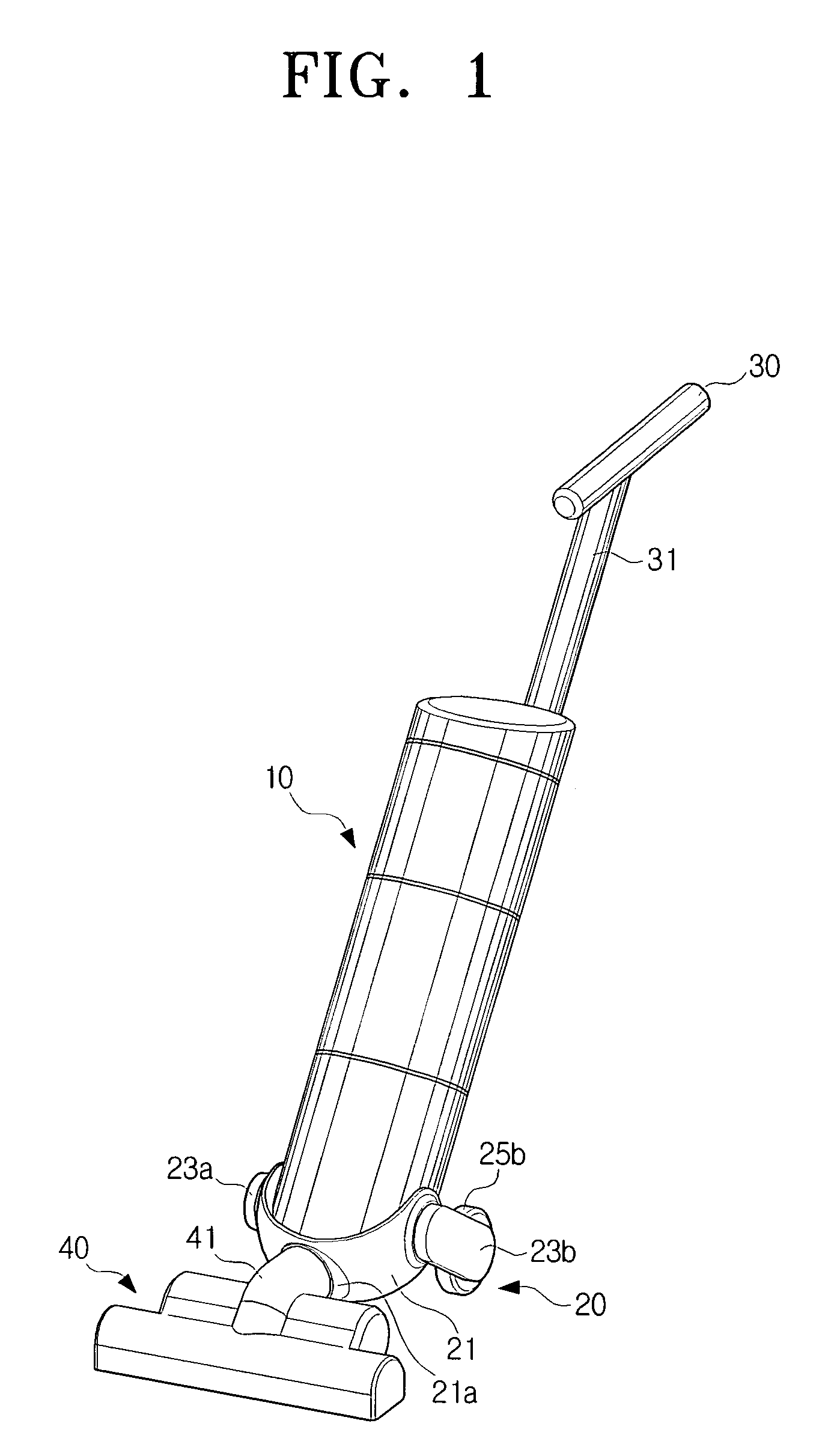 Upright vacuum cleaner having steering unit