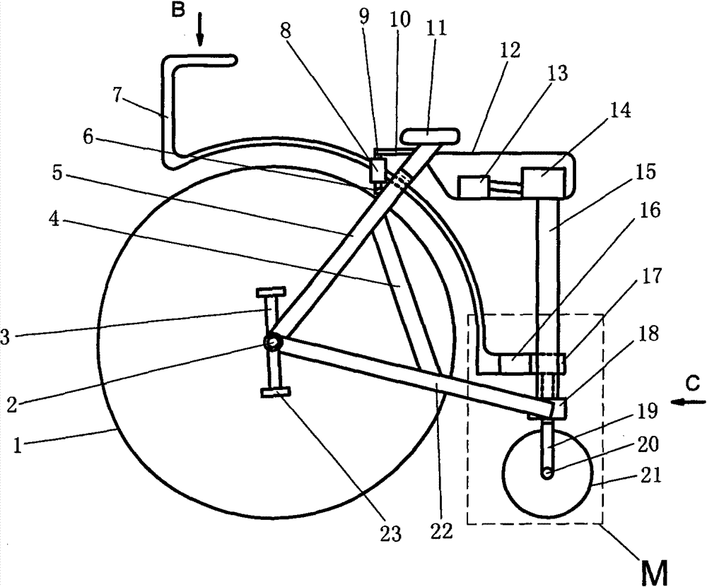 Rear-wheel guiding chainless bicycle