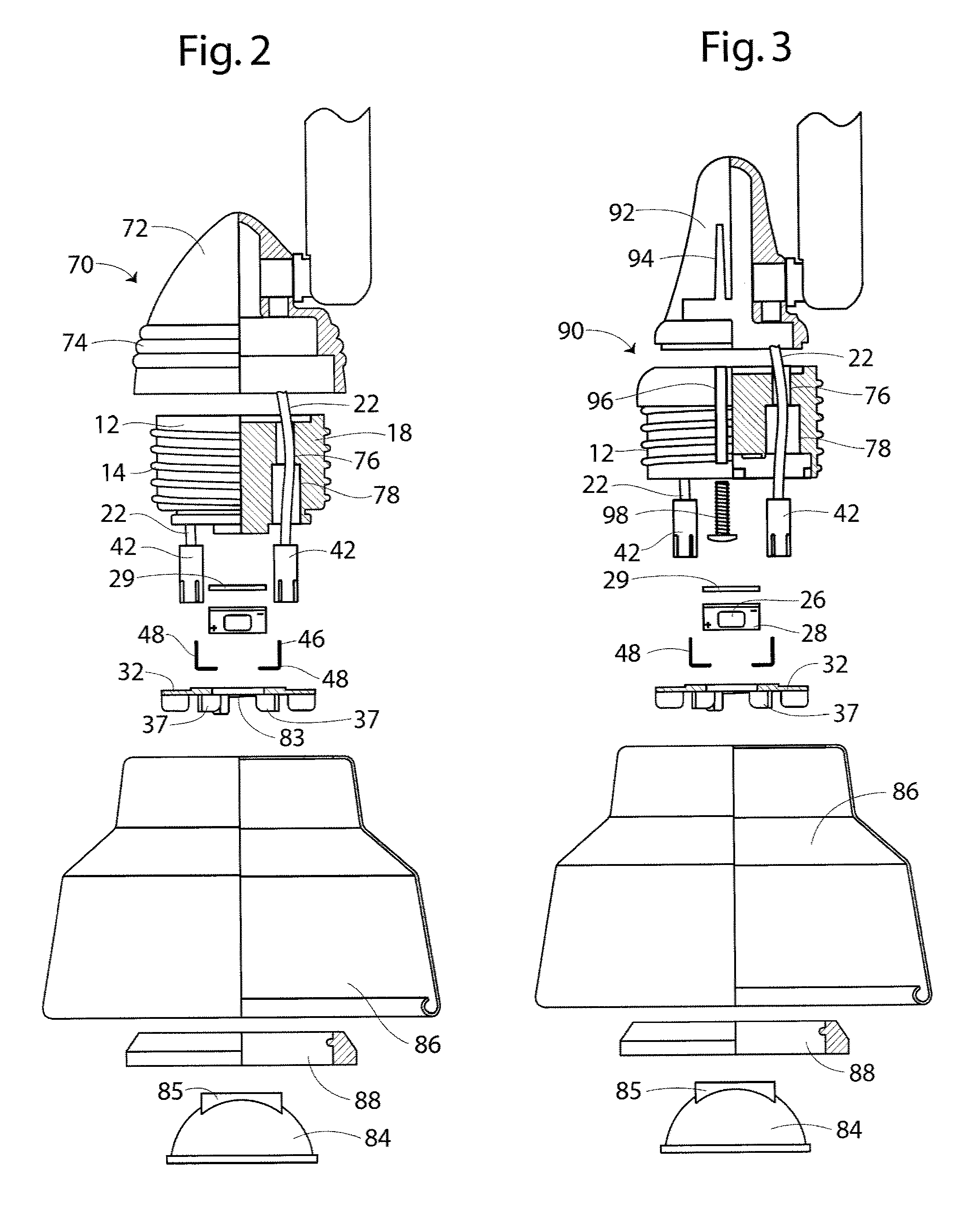 LED lighting assembly with detachable power module and lighting fixtures with same