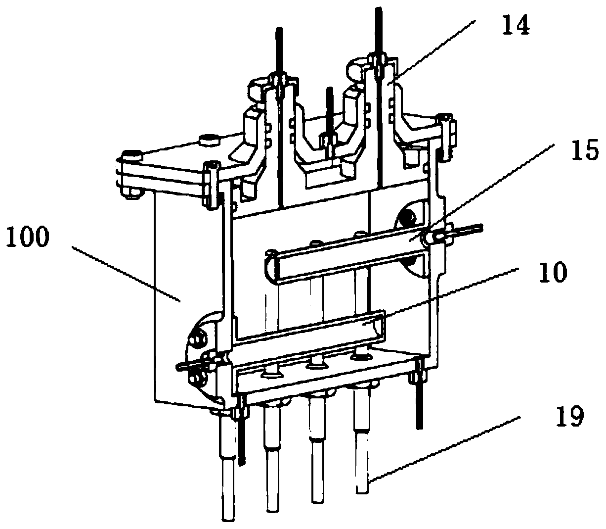 Testing device and method for exploiting natural gas hydrate through carbon dioxide replacement with help of pressure reduction method