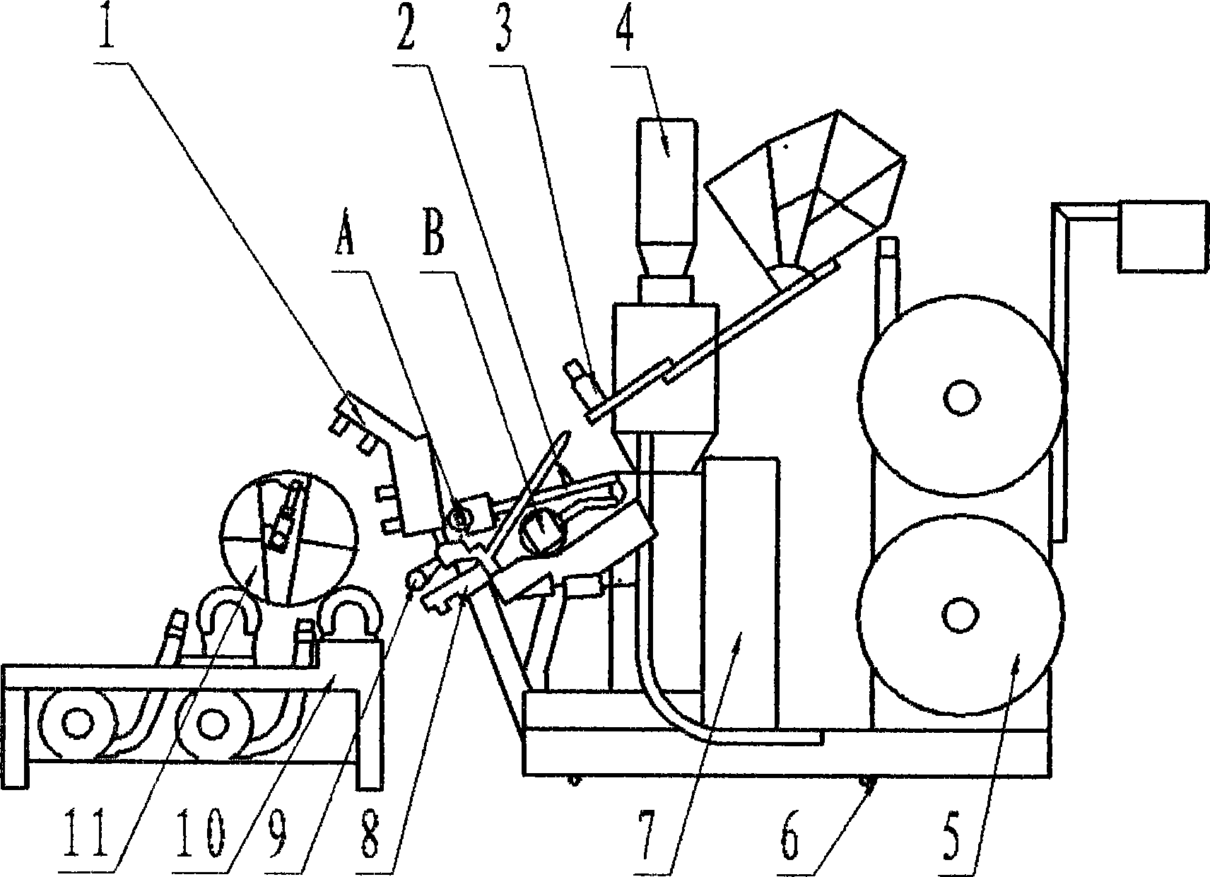 Production device of wall tube of large aperture framework-tube polyethylene winding structure