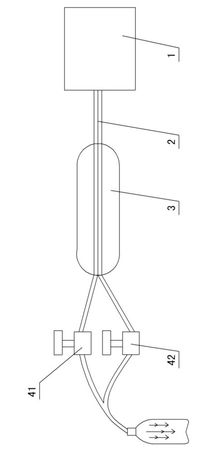 Heated air delivery pipe of plastic stretch blowing machine