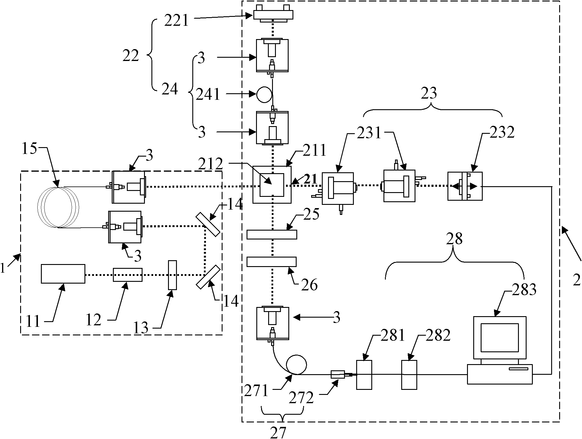 Optical fiber dispersion measurement system and use method thereof