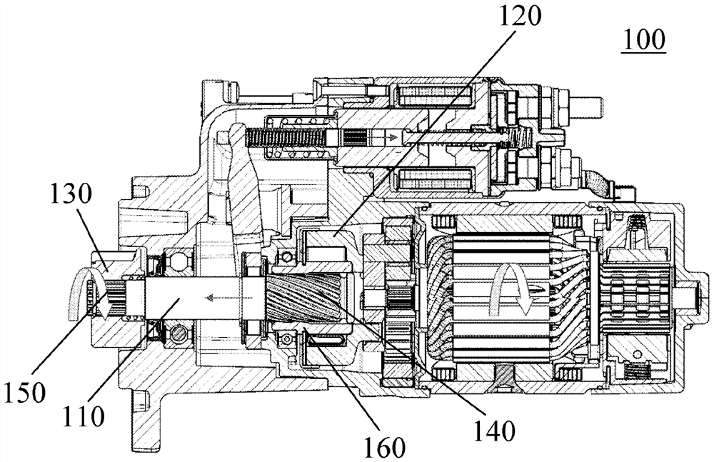 Gear shafts and engine starters for engine starters