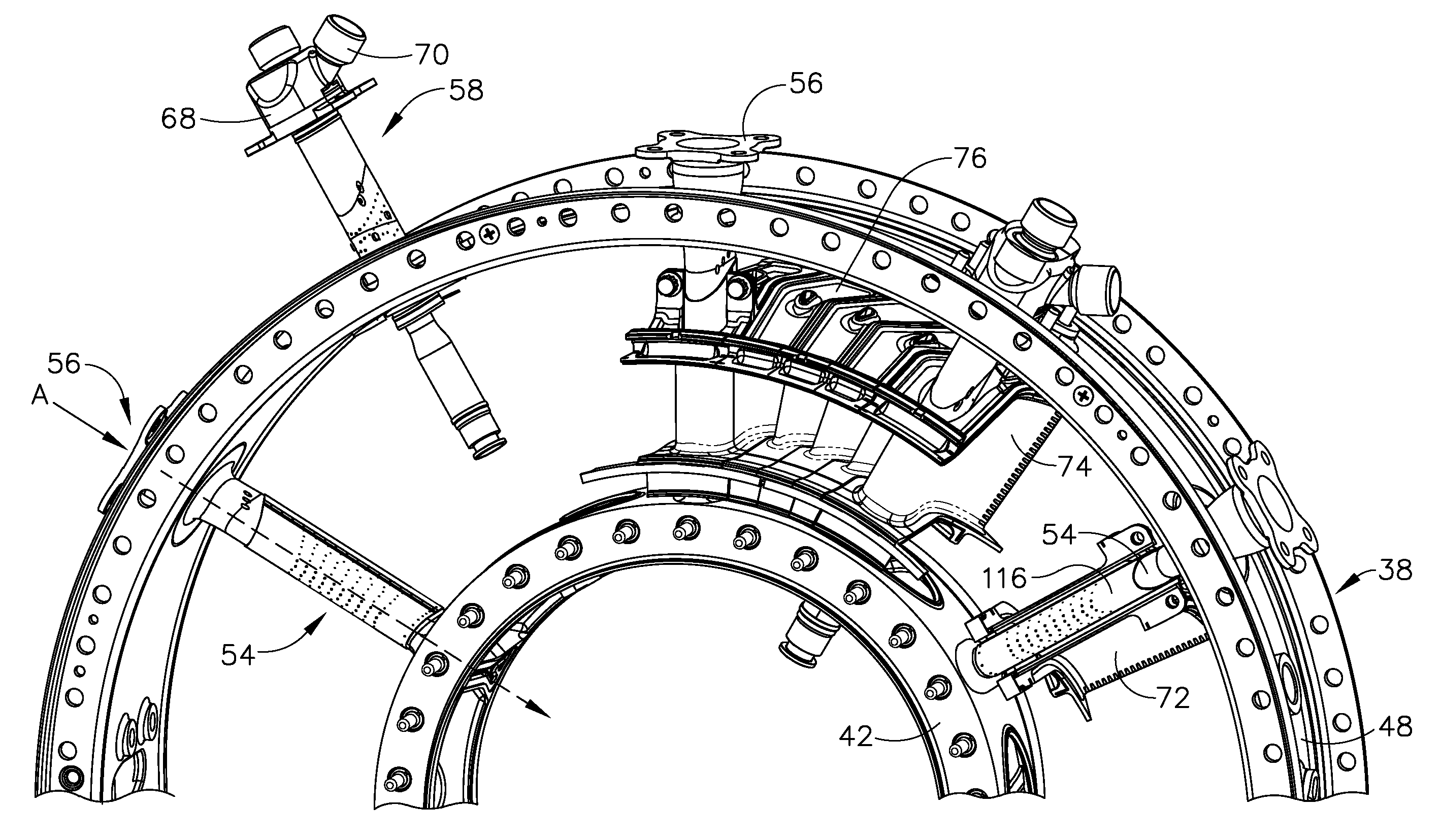 Integrated service tube and impingement baffle for a gas turbine engine