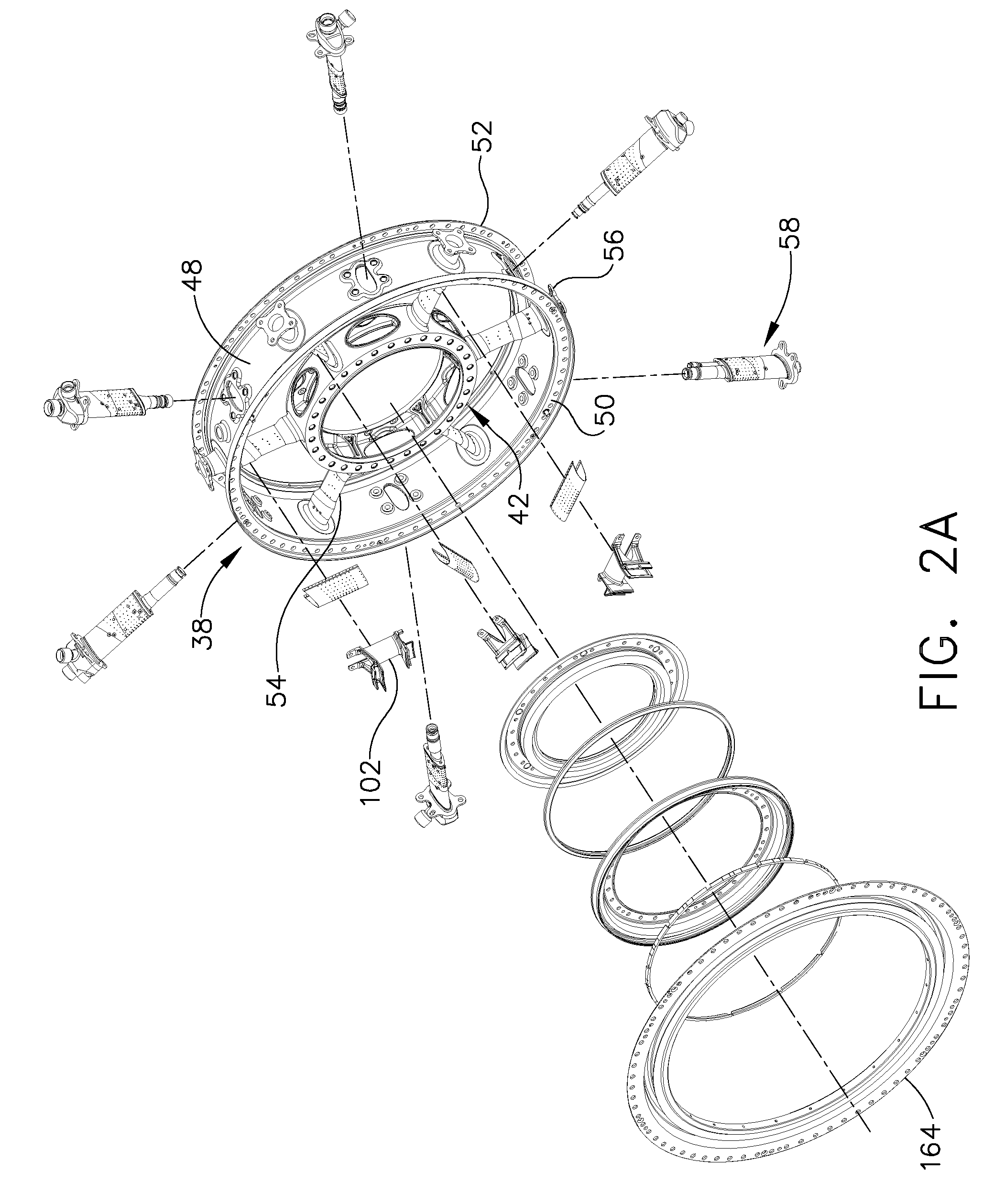 Integrated service tube and impingement baffle for a gas turbine engine