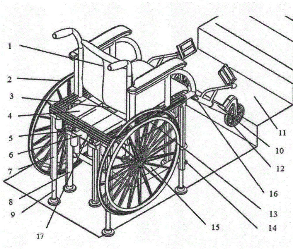 Intelligent horizontal-attitude stair-climbing wheelchair and rotary stair-climbing method