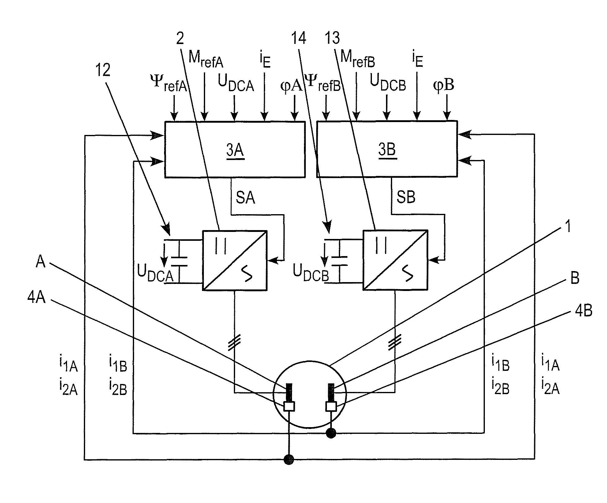 Method for operation of a three-phase rotating electrical machine, and an apparatus for carrying out the method