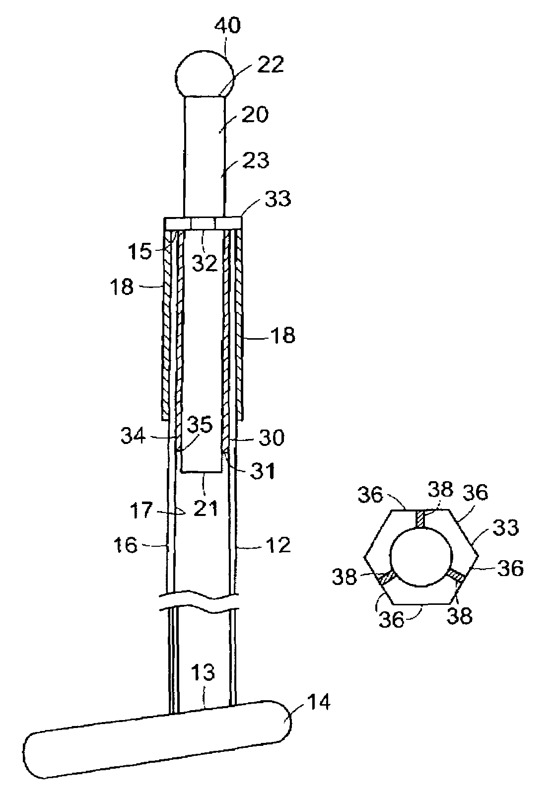 Adjustable length belly putter