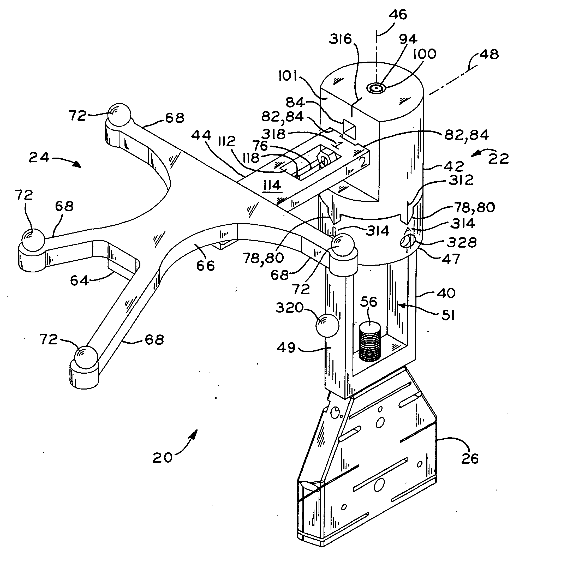 Universal support arm and tracking array