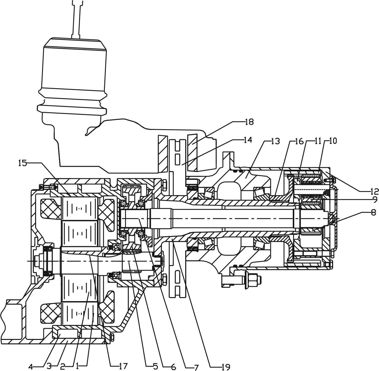 Low-floor gate-type wheel-side motor rear axle for electric bus