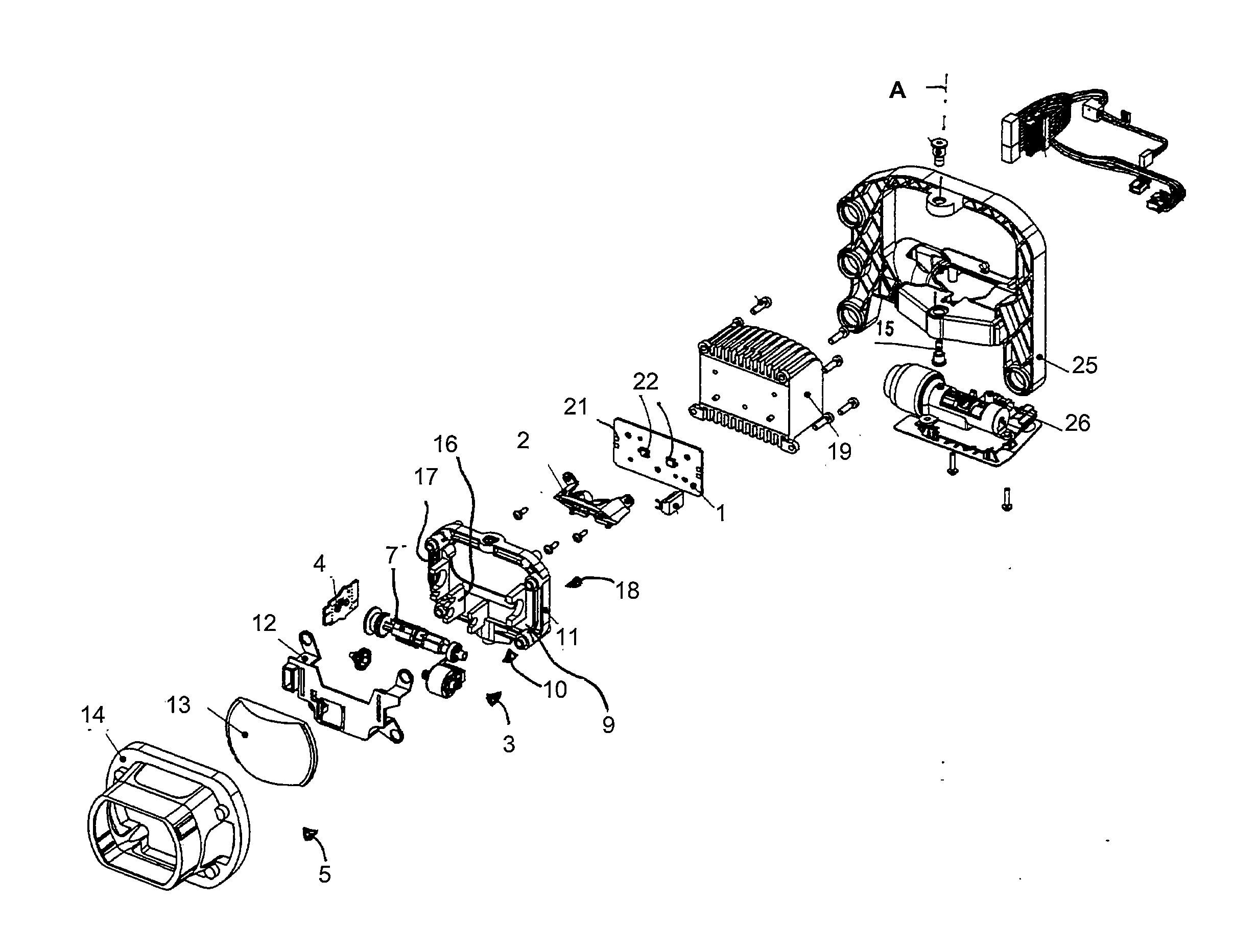 Projection headlight for motor vehicles