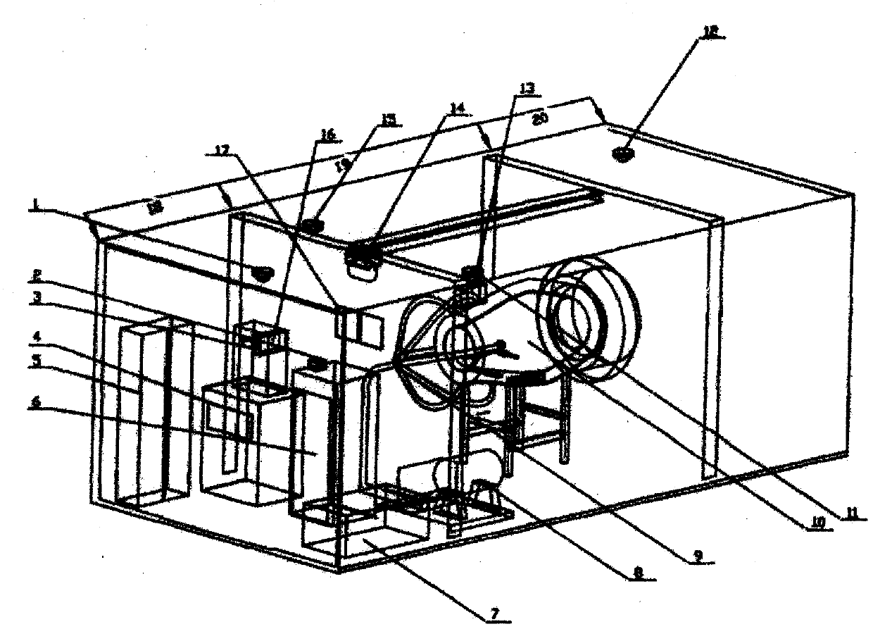 Aero-engine core engine room fire full-scale test device