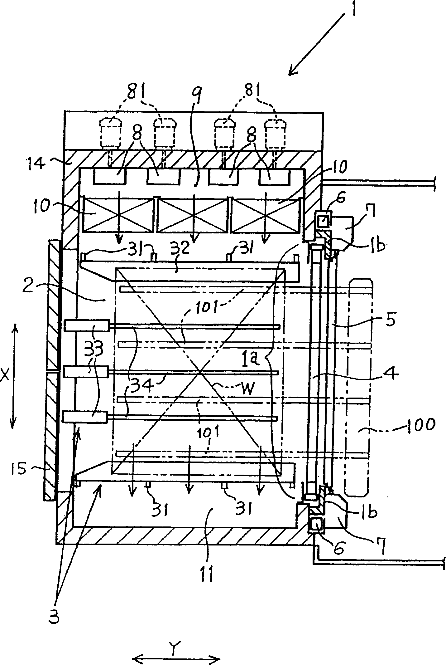 Sliding slot heat treatment device