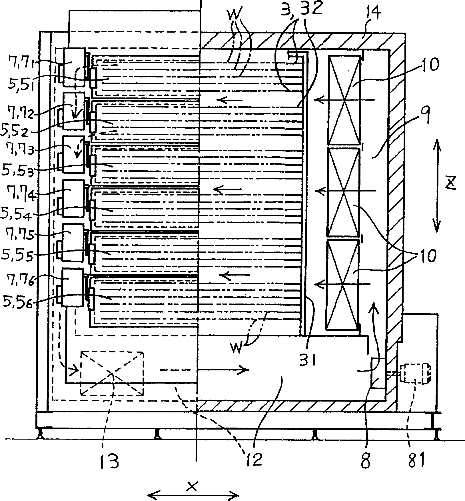 Sliding slot heat treatment device