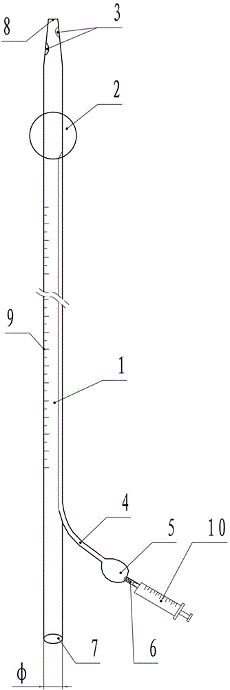 Nasal cavity channel diameter detection tube