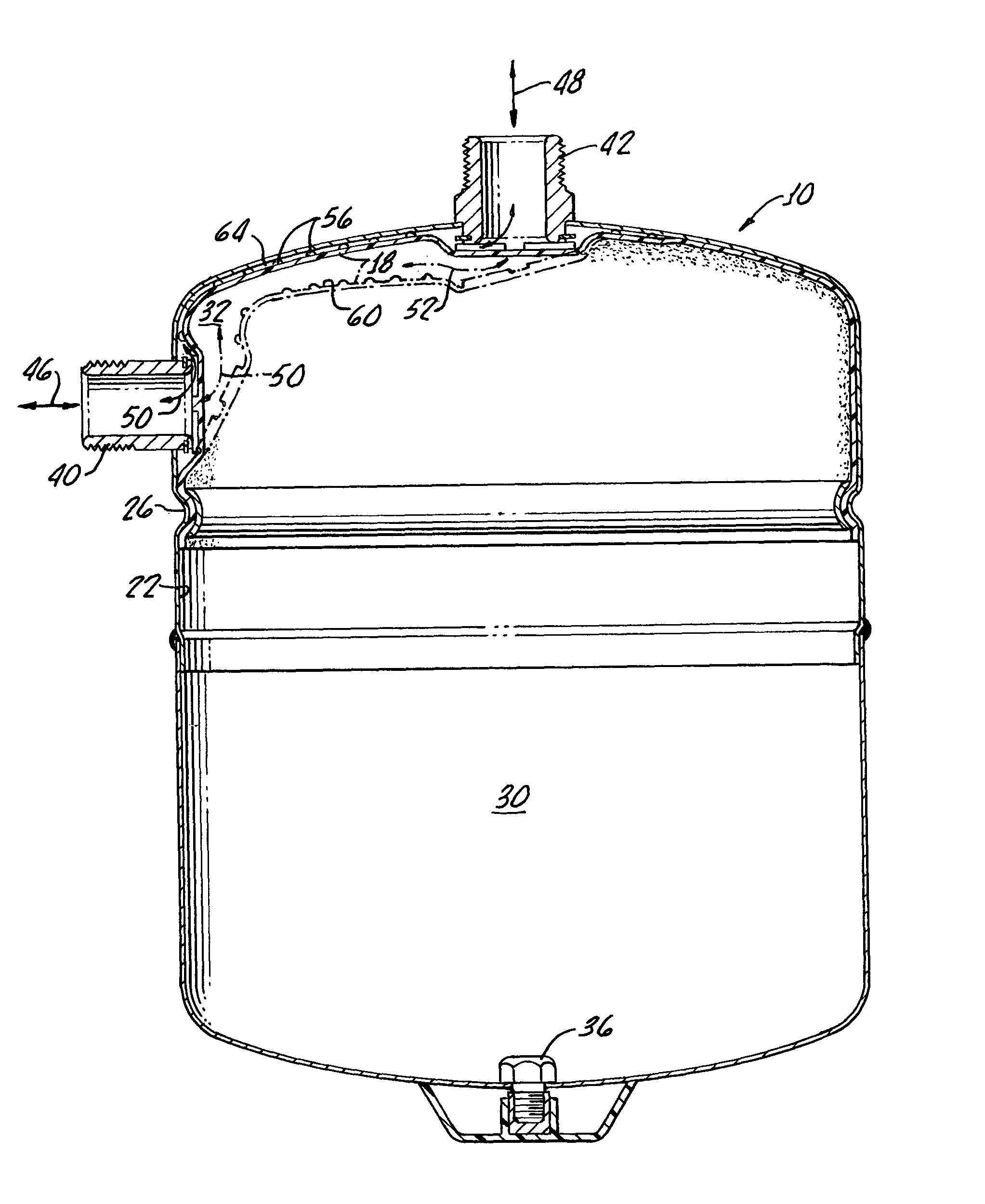 Thermal expansion/surge reduction water tank