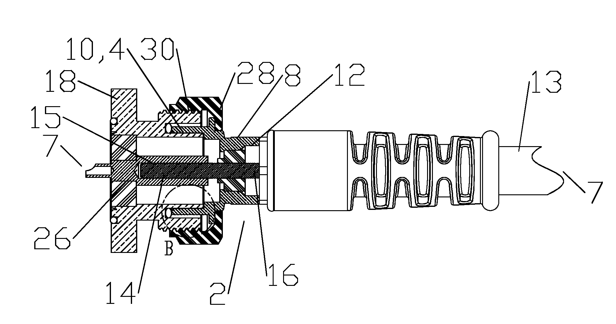 Coaxial connector with capacitively coupled connector interface and method of manufacture