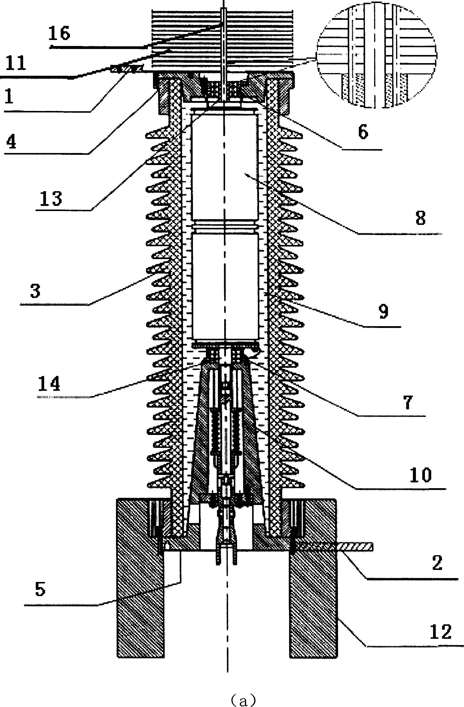 High voltage vacuum circuit breaker with high rated current value