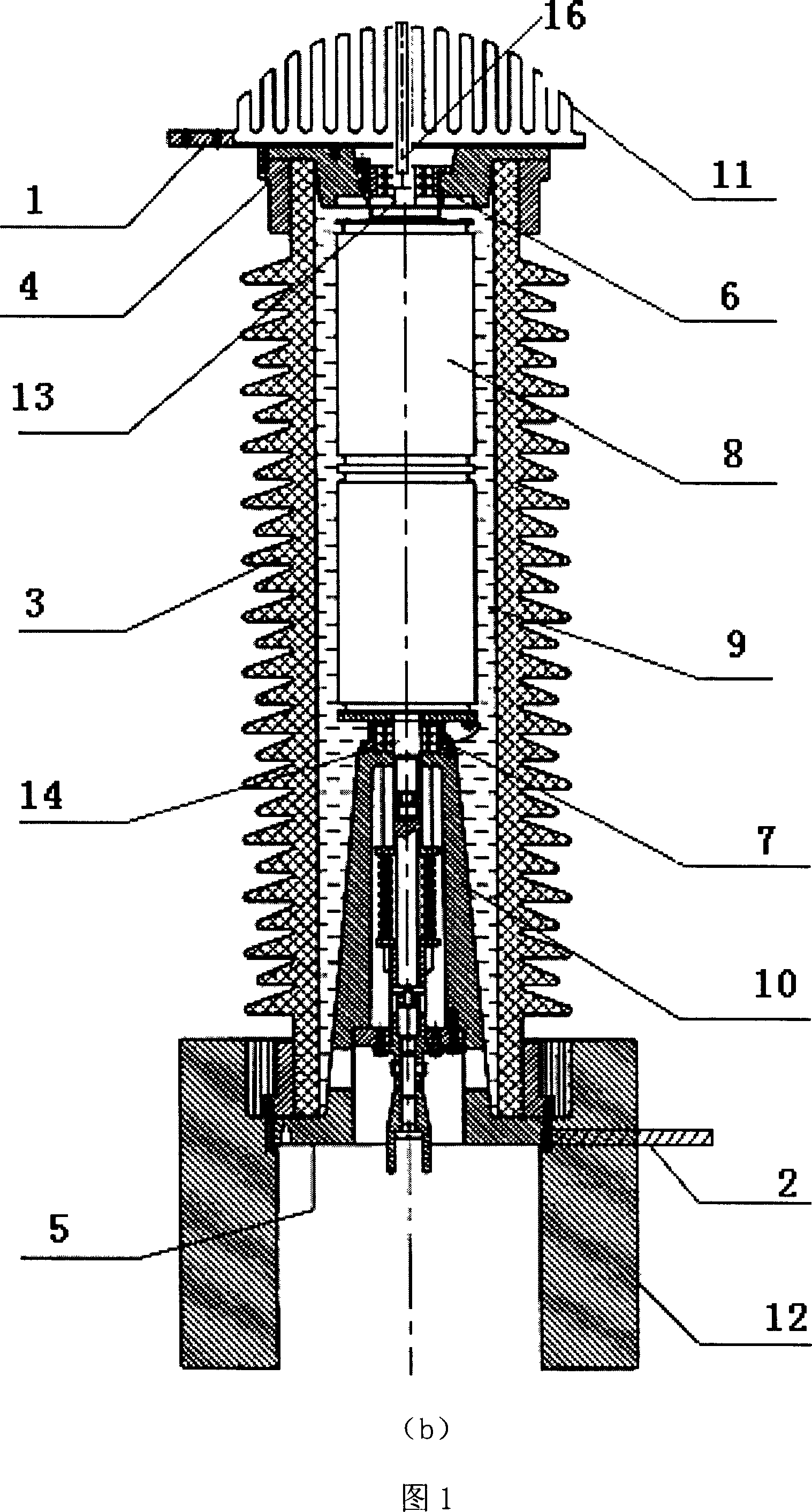 High voltage vacuum circuit breaker with high rated current value