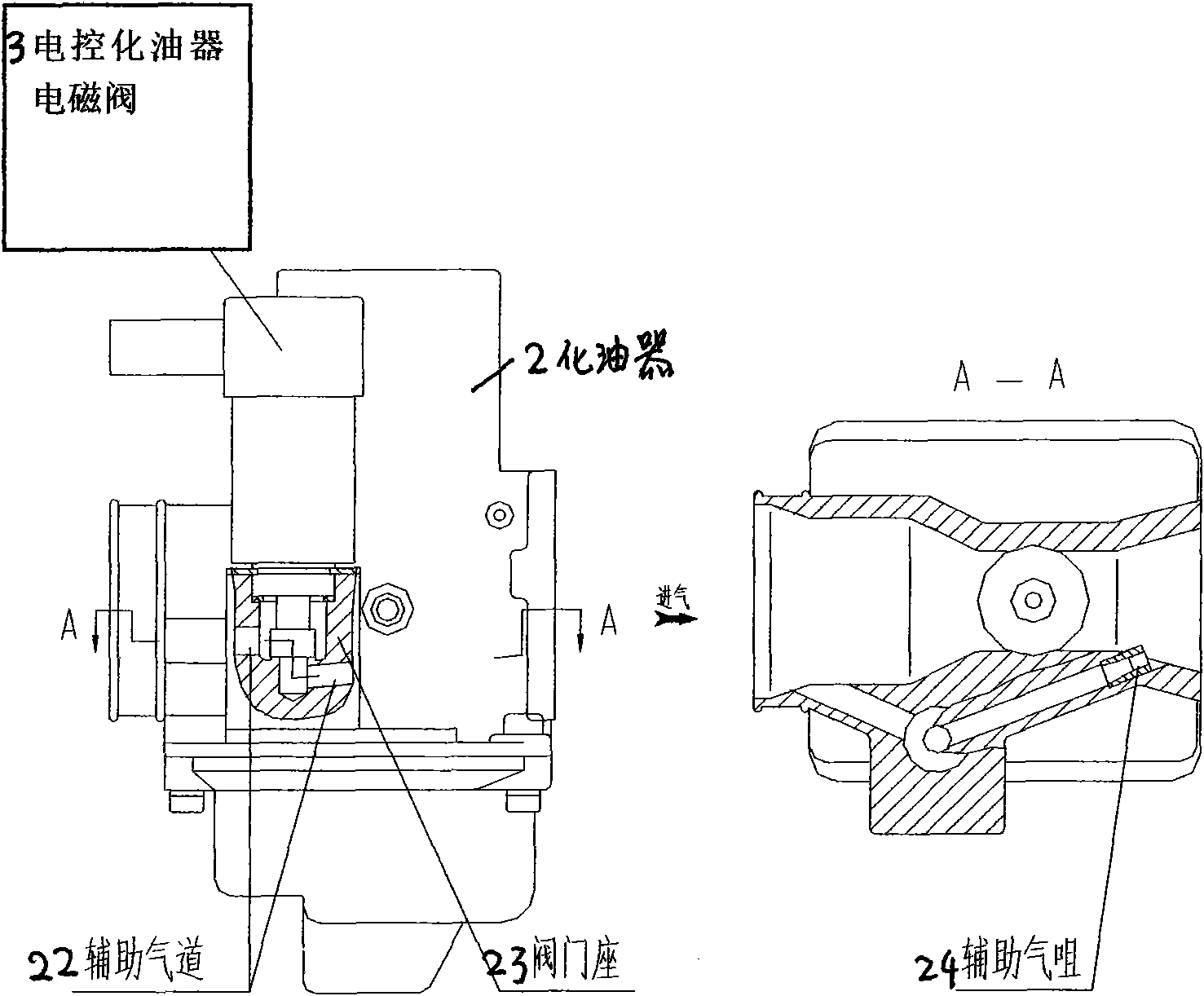 Novel electronic control carburetor electromagnetic valve