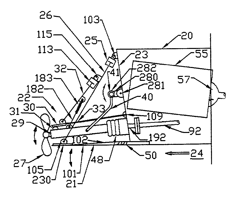 Trim tabs and surface drive propeller bite control