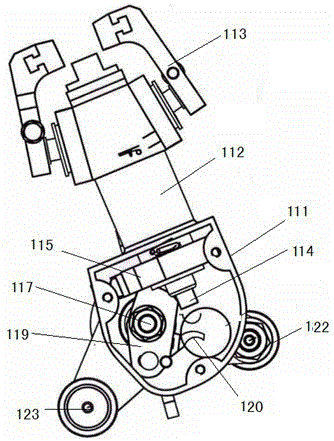 A sugar grabbing manipulator structure of a high-speed double-twist packaging machine