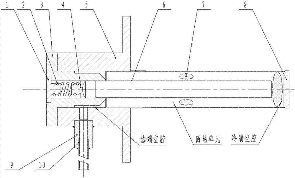 Sterling-pulse tube mixed cold finger adopting column spring phase modulation