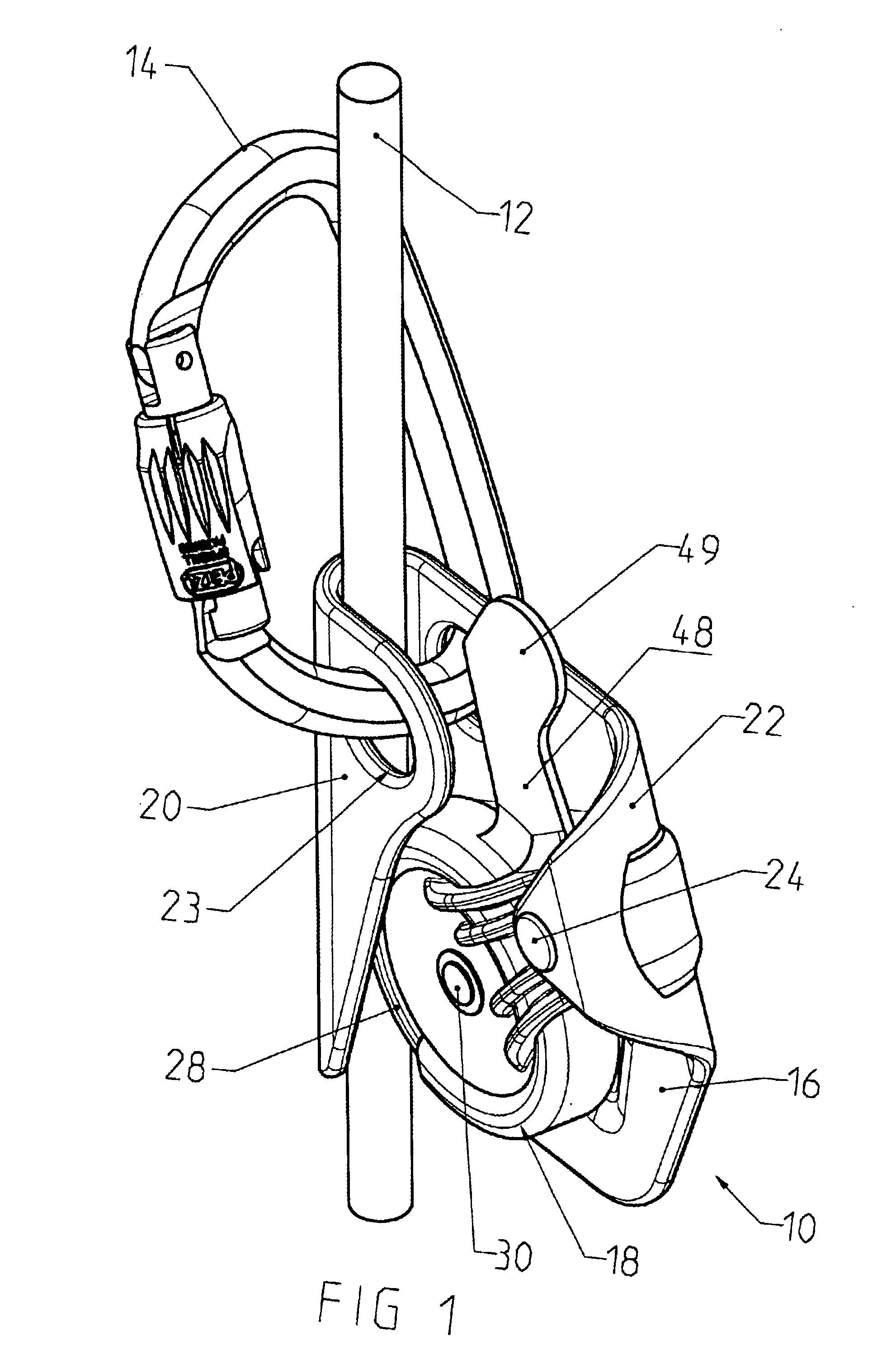 Fall arrest device for a fixed rope