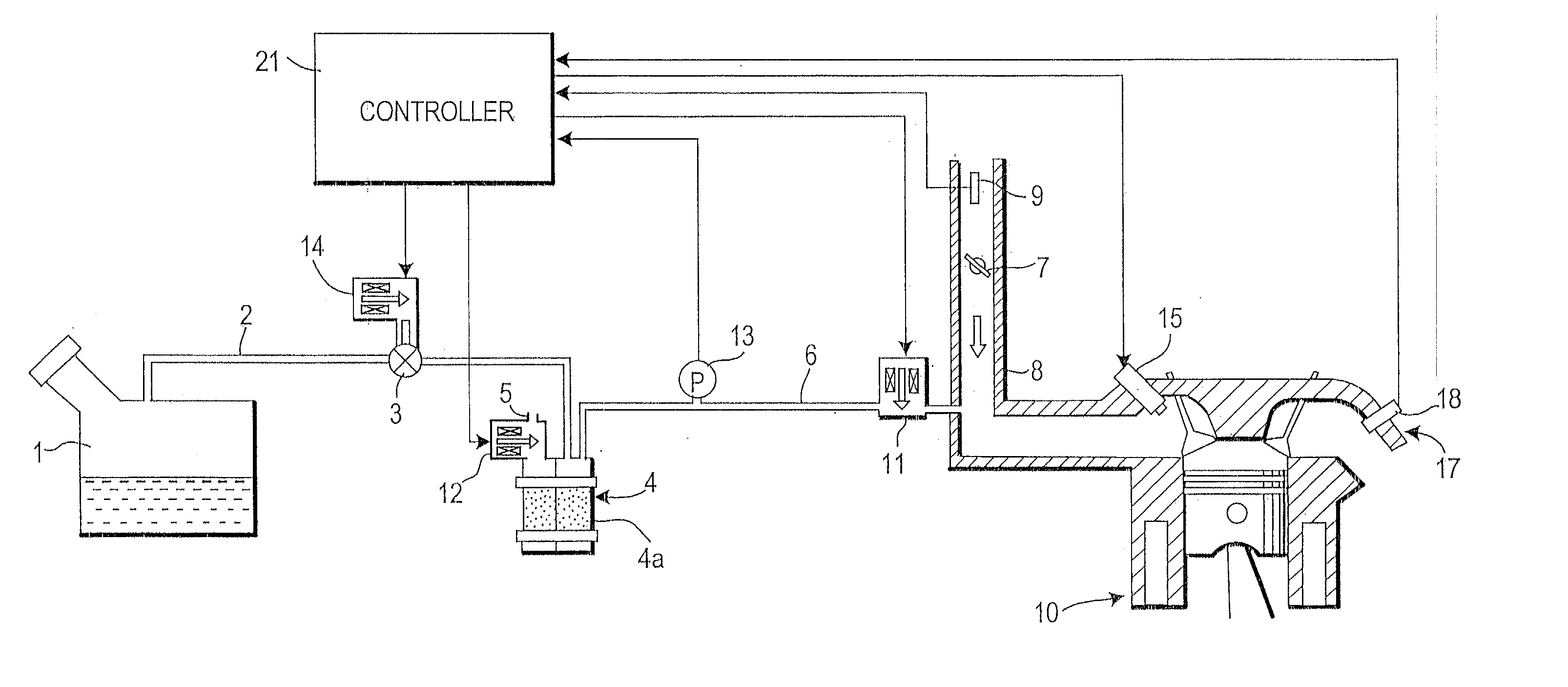 Fuel vapor emission control device for an engine