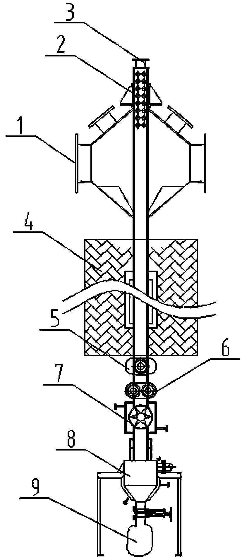 Suspended vertical carbonization furnace