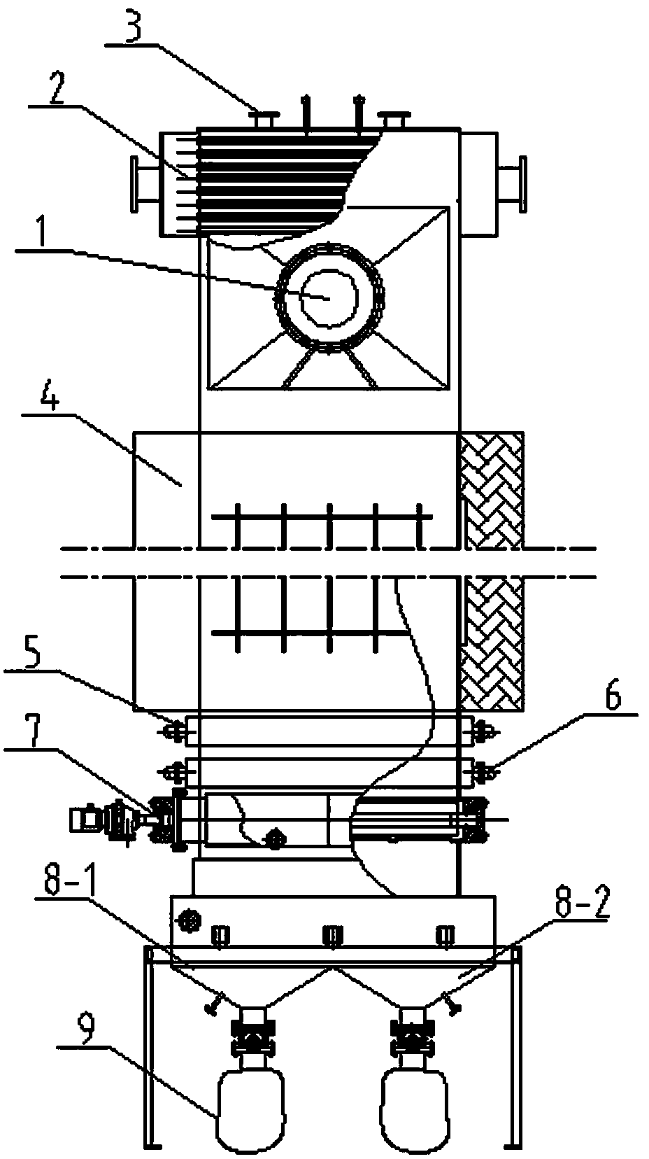 Suspended vertical carbonization furnace