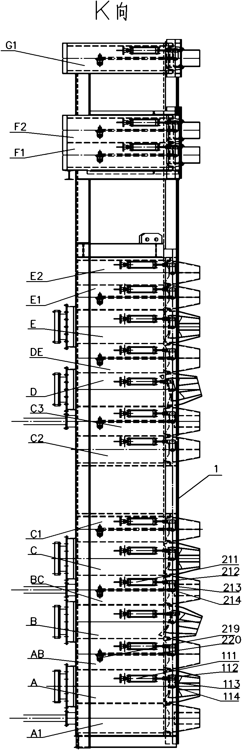 Multiple coal type low-nitrogen direct flow pulverized coal combustion device and control method of nozzle thereof