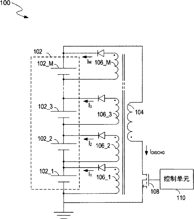 Switching circuit, system and method for balancing battery cells