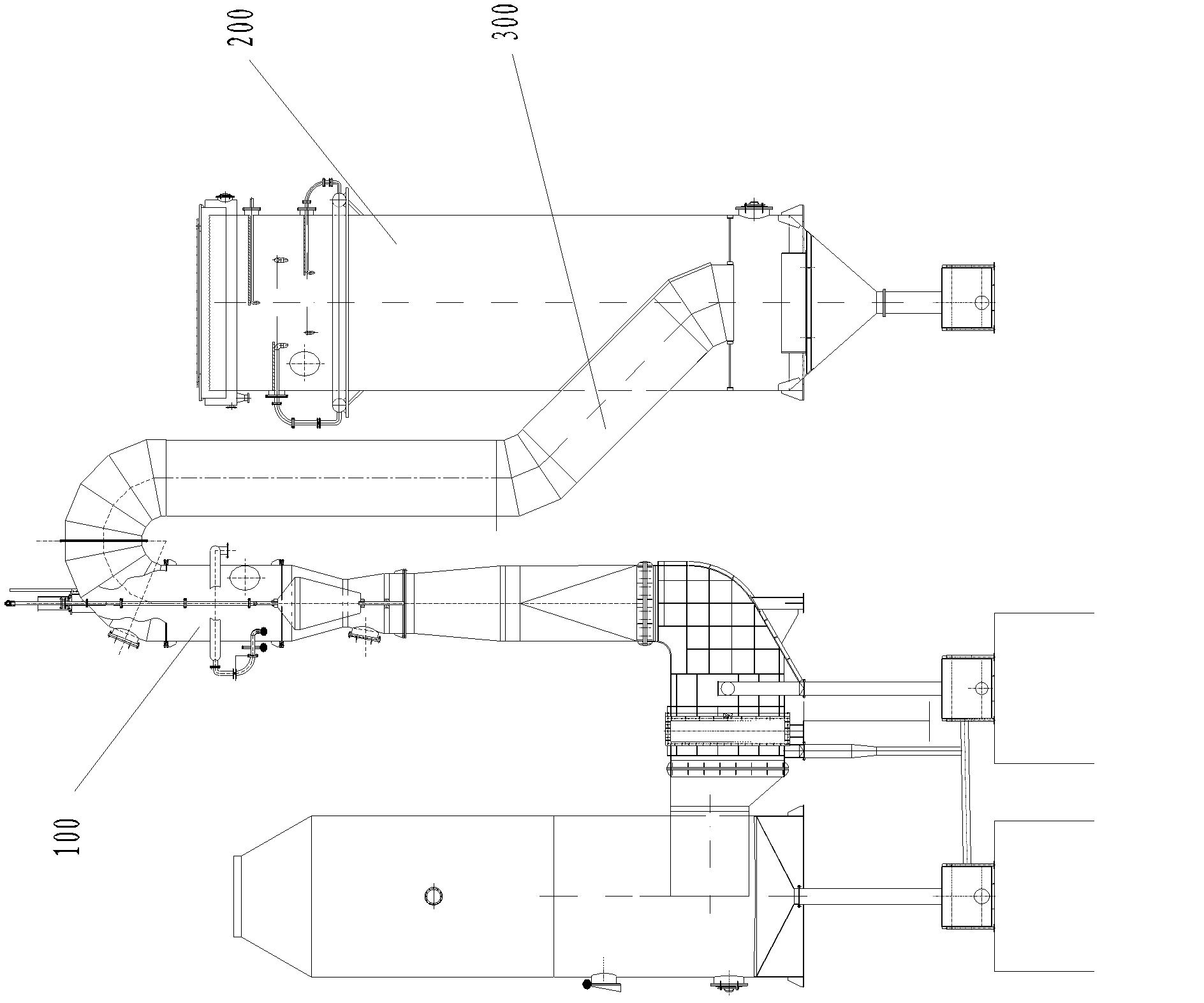 One-time dust removal system for revolving furnace