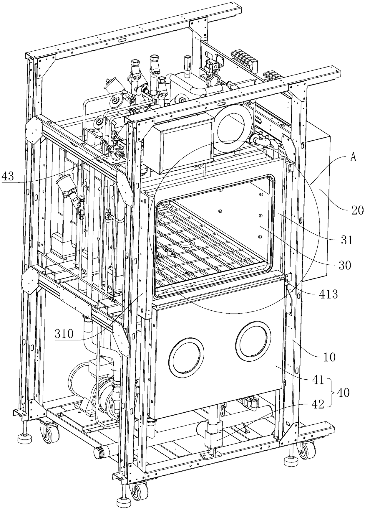 Cabinet door of medical washer